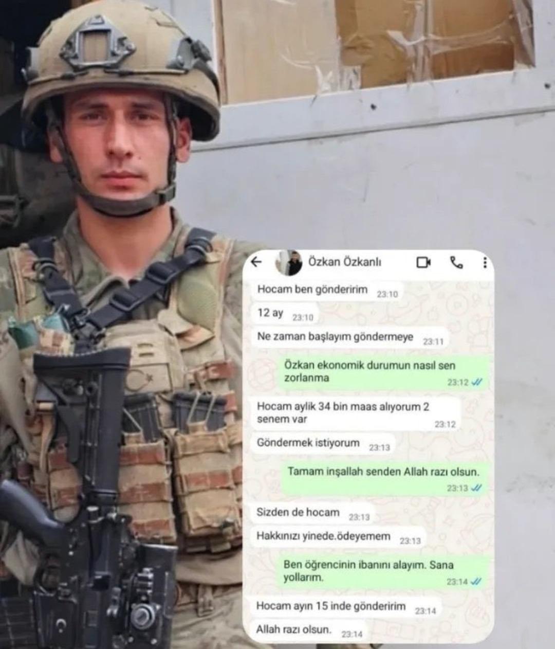 1200xauto Irak'ta şehit olan Özkan Özkanlı'nın, durumu iyi olmayan öğrencilere burs verdiği ortaya çıktı