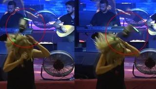 Festivalde şaşırtan anlar! Sanatçının başına dron düştü  