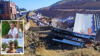 Alevlerin arasında kahreden ölüm! Baba ve 13 yaşındaki oğlu kaza sonrası alev alan kamyonda hayatını kaybetti