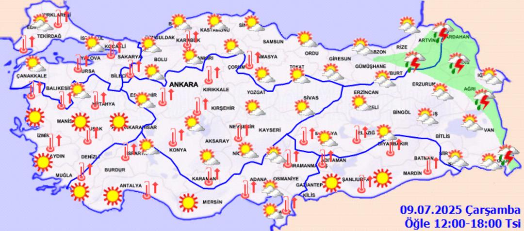 9 Temmuz Perşembe hava durumu! Bugün kavrulacağız... Bakan Yumaklı il il uyardı: Hemen haber verin 3