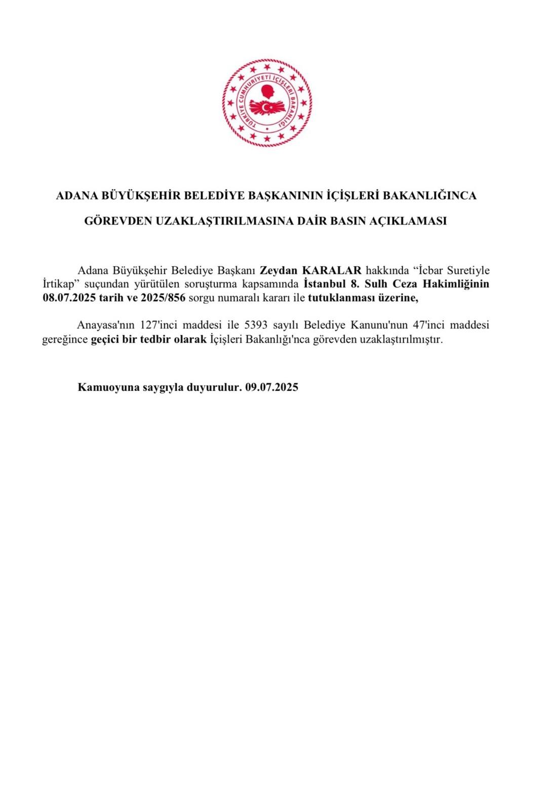 SON DAKİKA | Zeydan Karalar ve Ahmet Şahin görevden uzaklaştırıldı 1