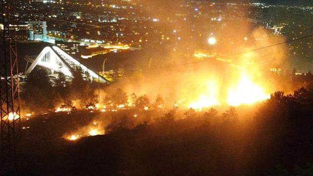 Konya'da atılan havai fişek ağaçlık alanı yaktı