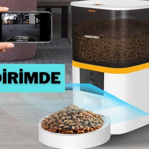 Evdeki yokluğunuzu hissettirmeyecek Haustier QQ005 Kameralı Otomatik Mama Kabı indirime girdi