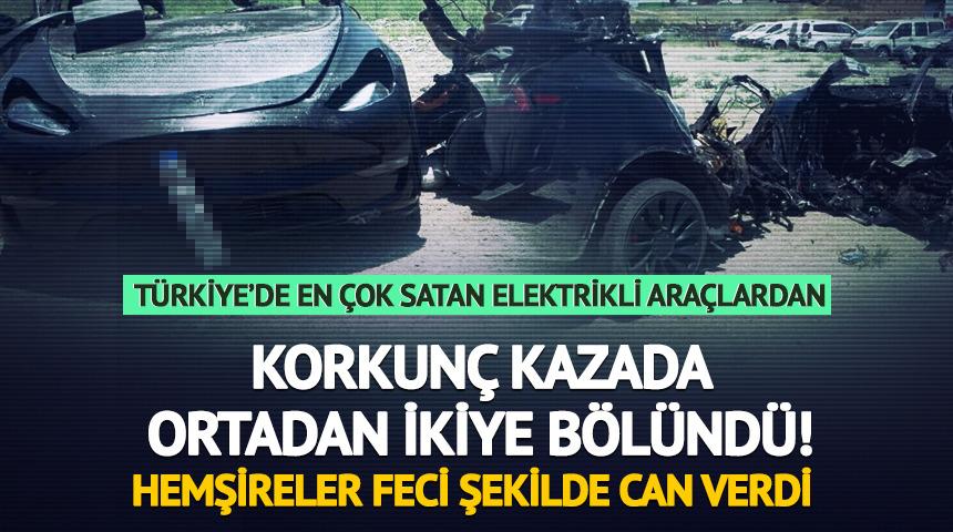 Malatya'da korkunç kaza! Tesla ikiye bölündü