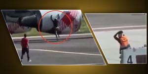 Koşarak uçağın motorunun içine atladı!