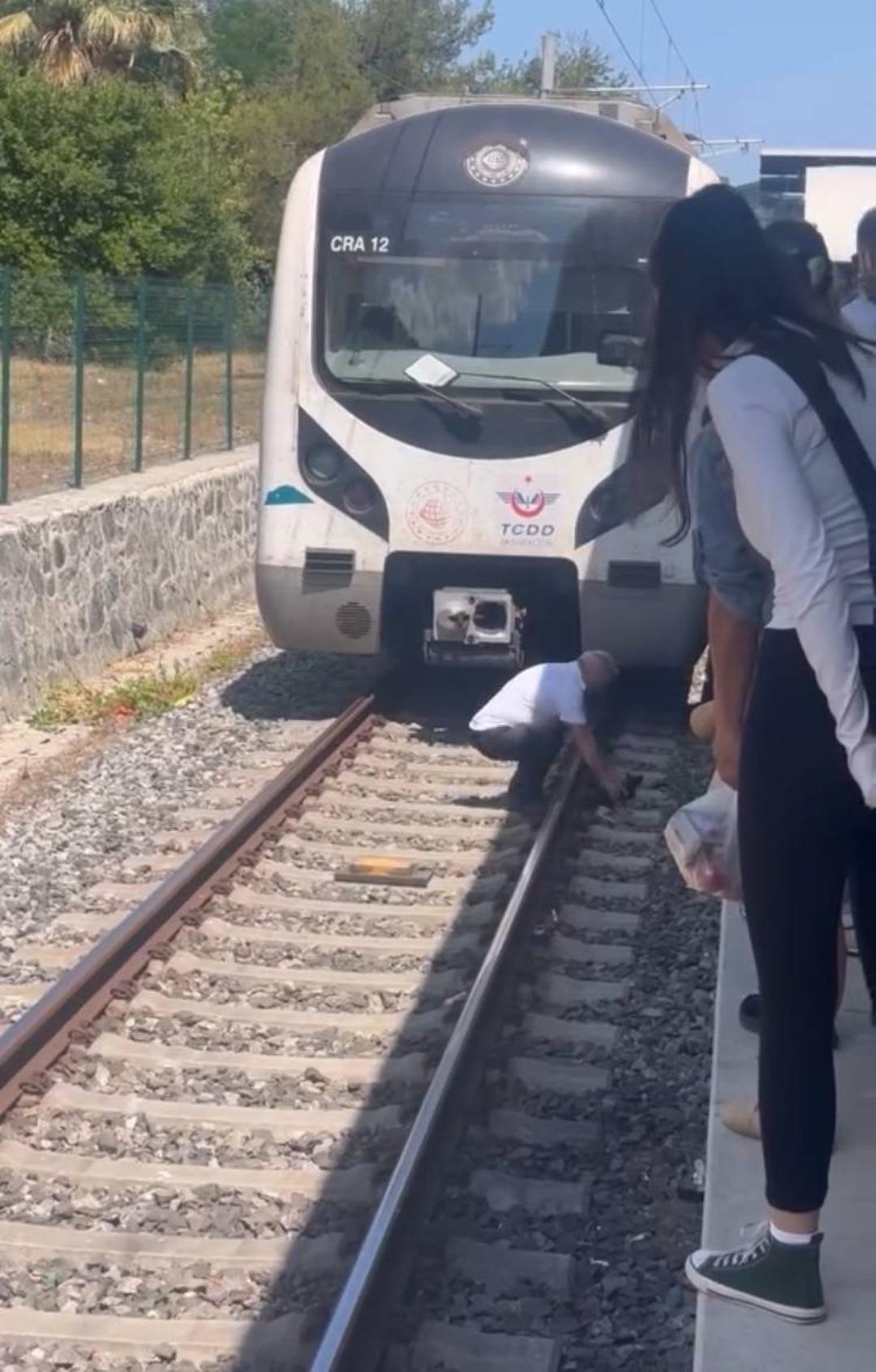 Bakırköy de yürek ısıtan olay: Raylarda duran yavru kediyi fark eden makinist treni durdurdu 2