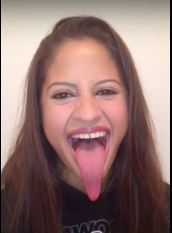 Mounth schoolgirl girl tongue