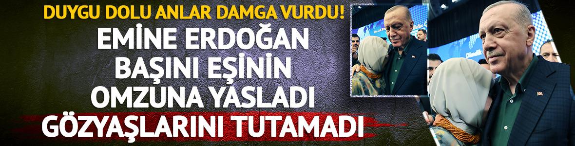 Emine Erdoğan eşinin omzunda gözyaşlarına boğuldu
