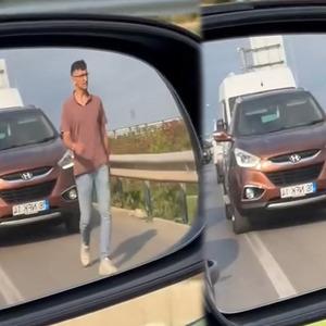 Bursa'da dikkat çeken görüntü: Emniyet şeridinde yürüdü! Sebebi bakın neymiş...