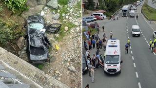 Rize'de trafik kazası! Kavşakta hatalı dönüş ölüm getirdi, otomobil dere yatağına uçtu: 1 ölü, 8 yaralı