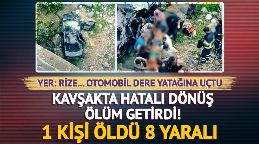 Rize'de iki araç çarpıştı: 1 ölü, 8 yaralı