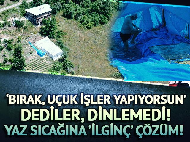 Yaz sıcağına ilginç çözüm! Köydeki evinin bahçesine kendi aquaparkını yaptı