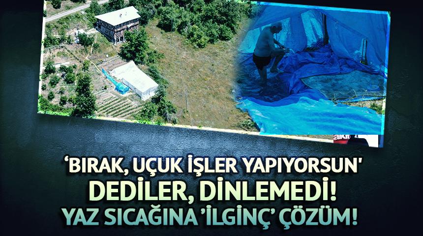 Yaz sıcağına ilginç çözüm! Köydeki evinin bahçesine kendi aquaparkını yaptı