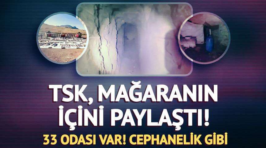 PKK'nın kullandığı 33 odalı mağara imha edildi! 