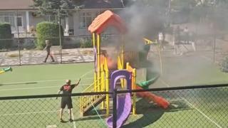 Çocuk parkında korkutan yangın