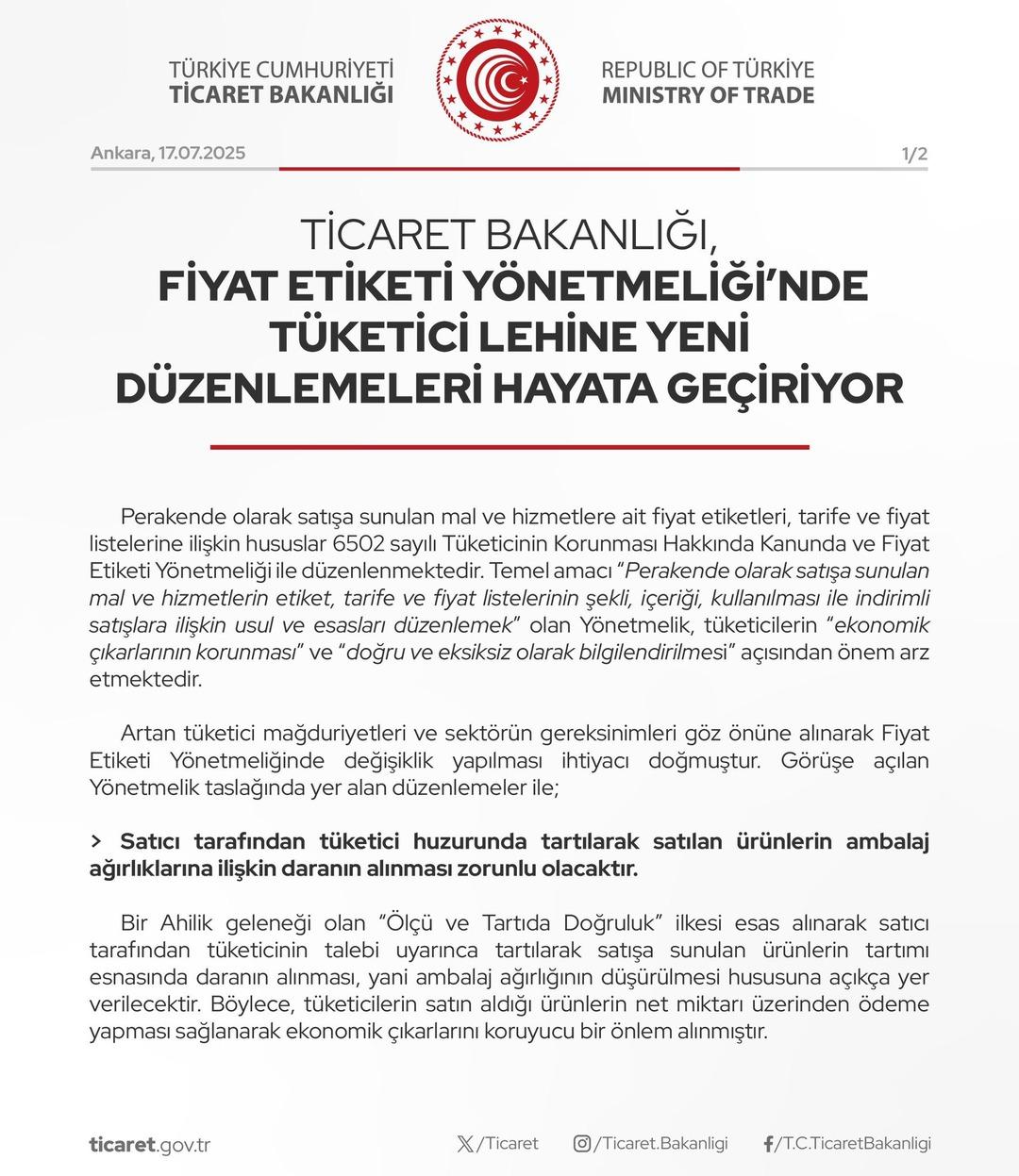 Bakanlıktan perakende satış düzenlemesi! Madde madde açıkladı: Menülerden tartıya kadar... 5