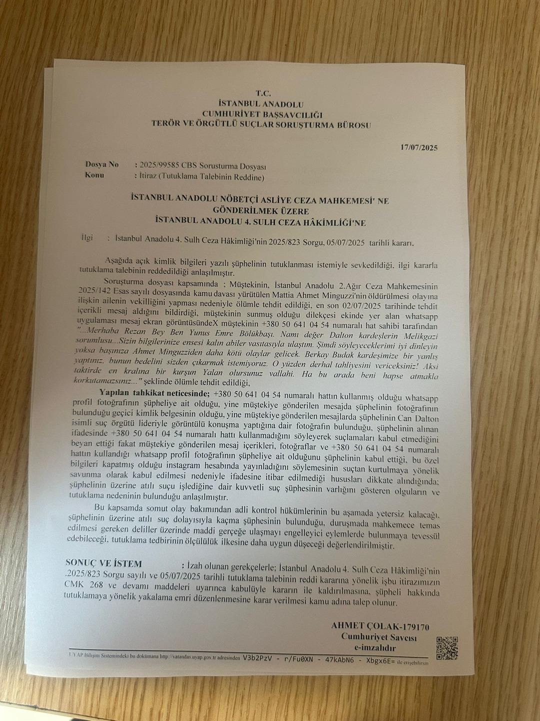 Minguzzi ailesinin avukatı Rezan Epözdemir isyan etmişti! Ölüm tehditleri savuran şüpheli hakkında harekete geçildi 2