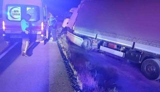 Karapınar’da tır şarampole düştü: 1 yaralı