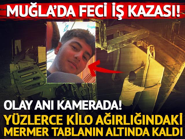 Yüzlerce kilo ağırlığındaki mermer tabla üzerine devrildi! 