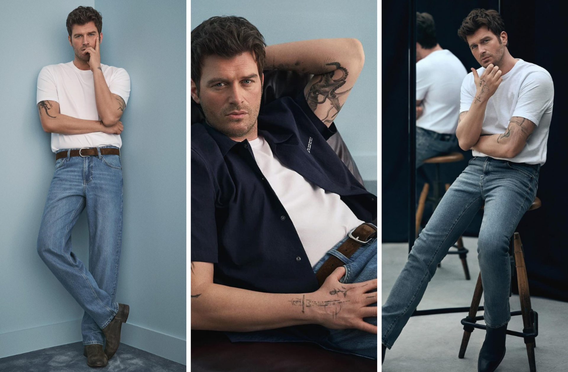 Sade ama etkileyici! Kıvanç Tatlıtuğ'un beyaz tişört-jean kombinine benzer alternatifler