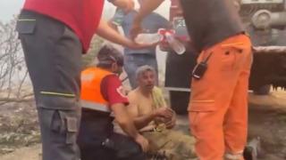 Orman işçisi, Eskişehir'deki yangında alevlerin ortasından kurtarıldı