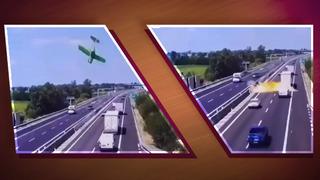 İtalya'da yolcu uçağı otoyola çakıldı! Korkunç anlar: 2 ölü...