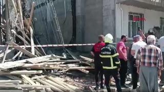 İnşaat halindeki binada beton dökümü sırasında çökme; 7 işçi yaralı