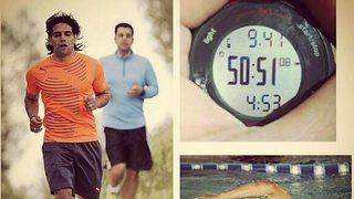 9.4 km koştu 1.5 km yüzdü