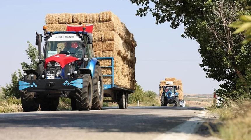 Şarköy'deki orman yangınında zarar gören üreticilere 150 ton saman yardımı