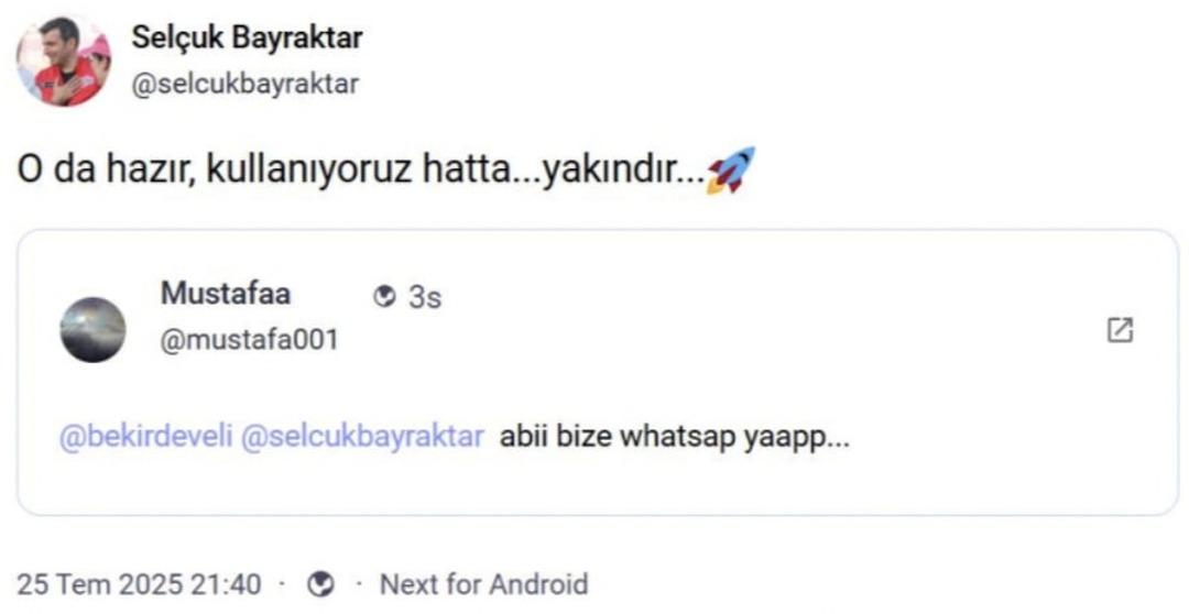 Selçuk Bayraktar dan yerli WhatsApp müjdesi! "Kullanıyoruz" diyerek duyurdu 2
