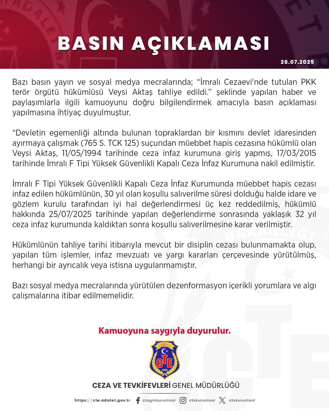 İmralı da Abdullah Öcalan ın yanında oturuyordu! PKK hükümlüsü Veysi Aktaş 32 yıl sonra tahliye edildi 3