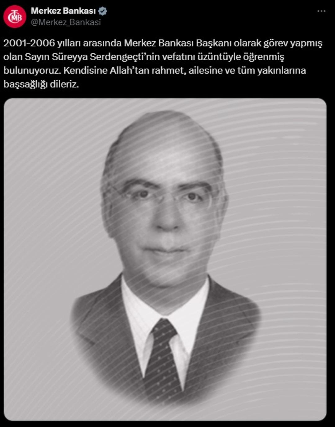 Eski TCMB Başkanı Süreyya Serdengeçti hayatını kaybetti 1
