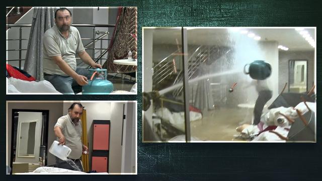 Çevredekiler kaldırımı koltuk yapıp film gibi izledi! Gelinliklerin üzerlerine kolonya döktü, tüpe çakmağı dayayınca tazyikli suyu yedi!