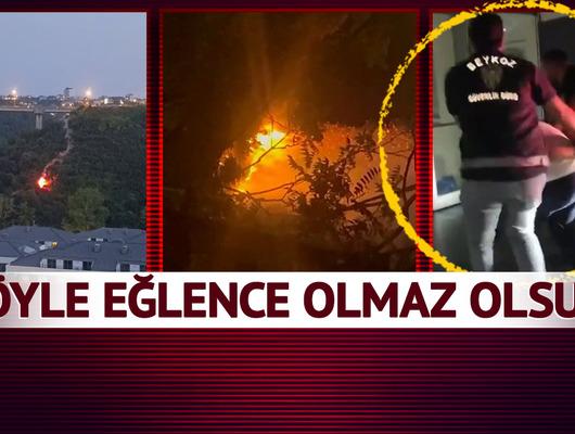 Böyle eğlence olmaz olsun! Orman yangını bakın nasıl başlamış