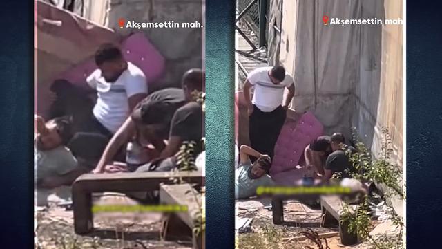 Yer: Esenyurt! Görüntüler herkesi hayrete düşürdü... Bir grup güpegündüz boş arazide uyuşturucu içti