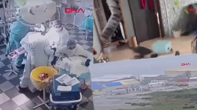 8,8'lik deprem anı kamerada! Dev dalgalar kıyıya vurdu, doktorlar ameliyatta yakalandı