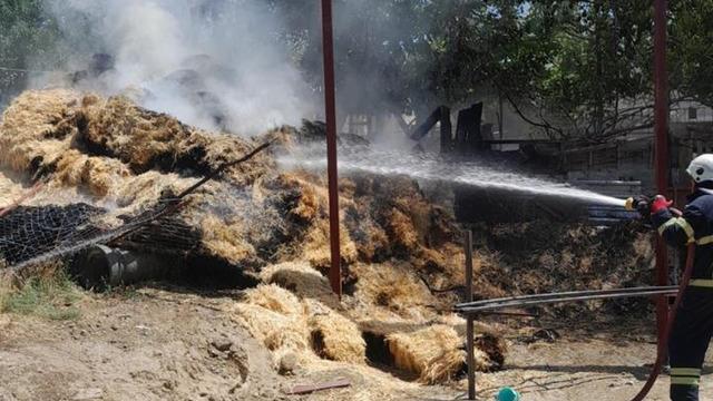 Burdur'da çıkan yangında 250 saman balyası kül oldu