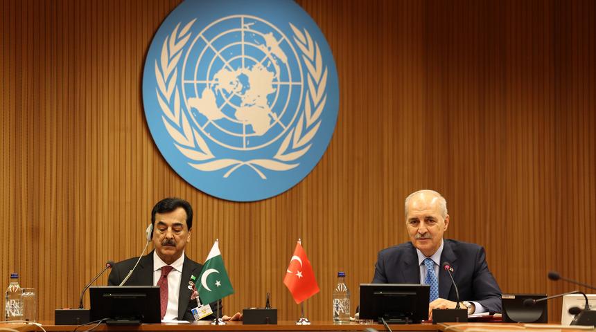 TBMM Başkanı Kurtulmuş, Pakistan Parlamentosu Senato Başkanı Gilani ile görüştü