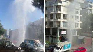 Kadıköy'de su borusu patladı: Tazyikli su metrelerce havaya fışkırdı