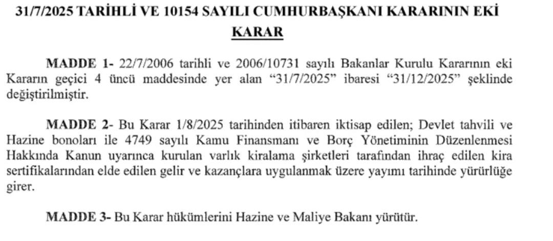 Faiz kararı sonrası piyasalar için  indirim  haberi! Erdoğan imzaladı, yüzde 0 stopaj süresi uzatıldı 3