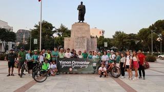 Bisikletçiler pedallarını orman yangınlarına dikkat çekmek için çevirdi