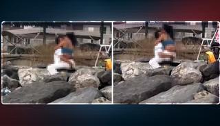 Kayalıklardaki çiftin uygunsuz görüntüleri! Kamera kayıttaydı...