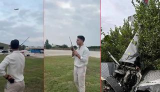'Evet' derken düştü! Adana'da eğitim uçağı evlilik teklifi için havalanmıştı, o anlar kameraya yansıdı