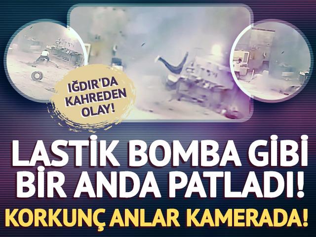 Iğdır'da korkunç ölüm! Hava basılan lastik patladı, dehşet anları saniye saniye görüntülendi