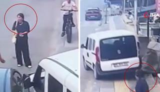 Freni boşalan aracın altında kalmaktan saniyelerle kurtuldular