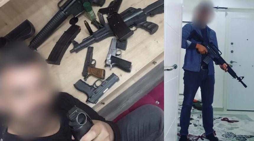 Kırşehir'de sosyal medya yayıncısı tutuklandı: Çok sayıda ruhsatsız silah ve mermi ele geçirildi