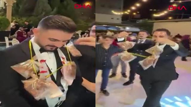 Takı töreninde ilginç anlar... Altın yerine beşibiryerde pirzola şov!