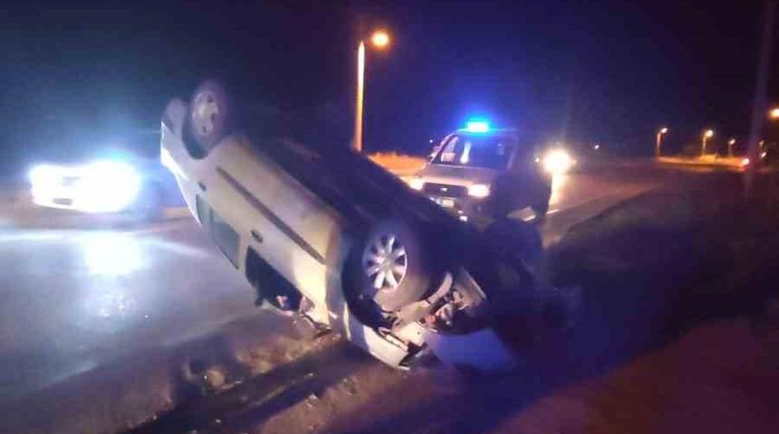 Yol çalışmasını fark edemeyen sürücü takla attı: 1 yaralı