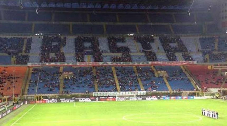 Milan taraftarından g&ouml;r&uuml;lmemiş protesto