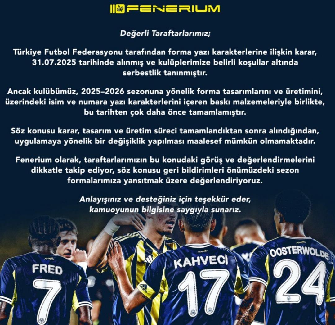 Fenerbahçe den Arial font için flaş karar! Sarı lacivertlilerden yeni sezonda giyilecek formaların fontu için resmi açıklama... 1